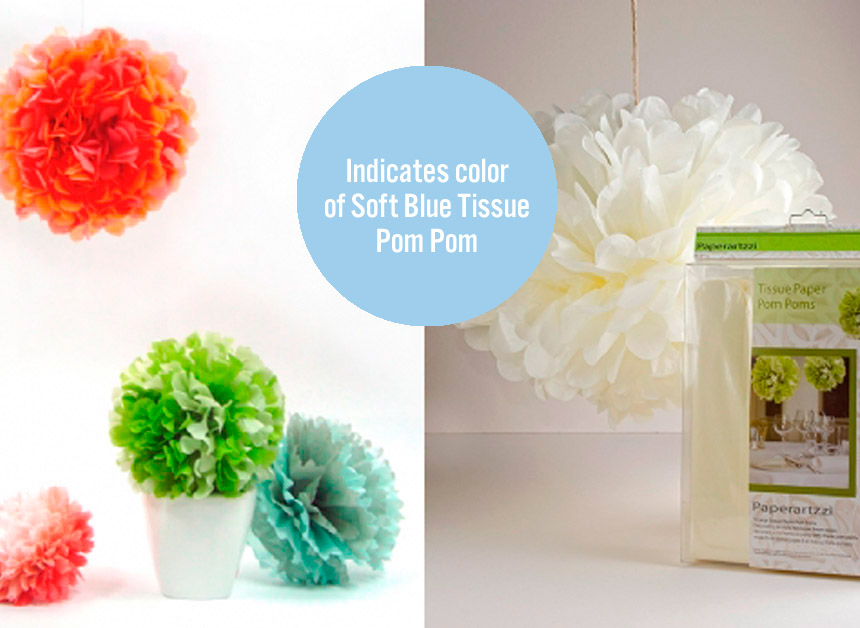 Blue Tissue Pom Poms Papermarc Melbourne Australia