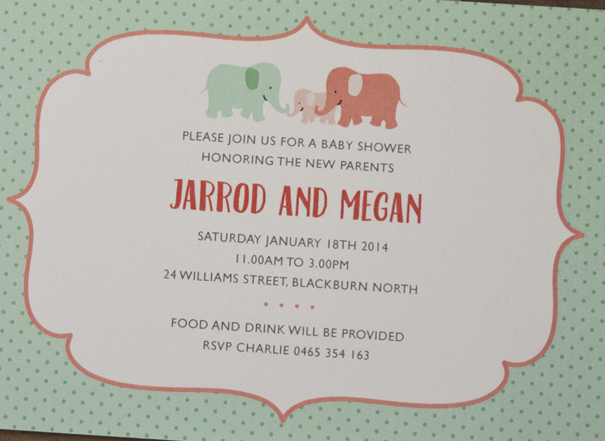 Tusk Polka Dot Baby Shower Invitation | Papermarc Melbourne, Australia