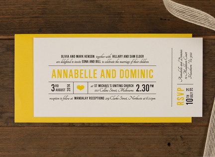 Canary Wedding Invitation | Papermarc Melbourne, Australia